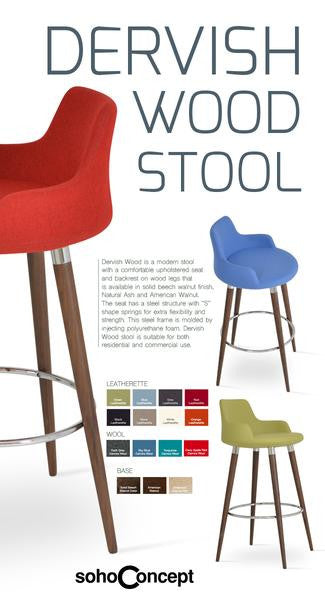 Dervish MW is a modern stool with a comfortable upholstered seat and backrest on a coated steel frame.