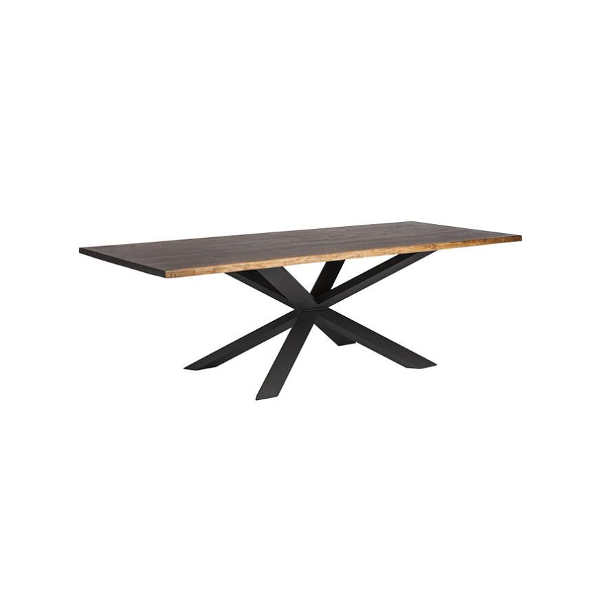 Couture Dining Table, Seared Oak/Brushed Gold Base – High Fashion Home