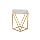 TOV Leopold White Marble Side Table
