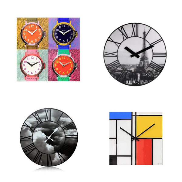 NEW Clocks !!! A striking colourful modernist design that cleverly combines beautiful wall art with a clear, legible and accurate clock.