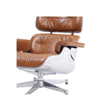 Grayson PU Lounge Chair and Ottoman - Aluminum