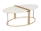 Caleb Oval White Marble Cocktail Table
