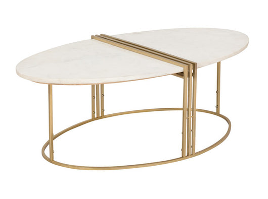 Caleb Oval White Marble Cocktail Table